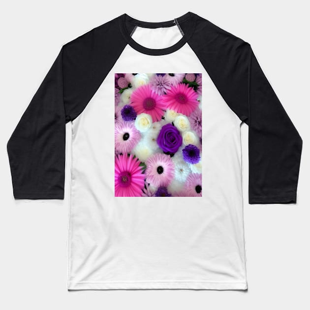 TRENDING PINK AND PURPLE AND WHITE FLORAL PRINT Baseball T-Shirt by sailorsam1805